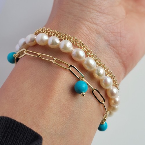 Bracelet jaune perle de - or,