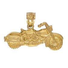 Pendentif De Moto En Or Jaune 14K / Charme, Fabriqué Aux États-Unis