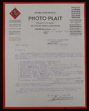Facture PARIS 1943 PHOTO-PLAIT
