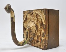 Ancien en Bois Tenture Murale 1 Crochet Suspension Original Old Main Sculpté