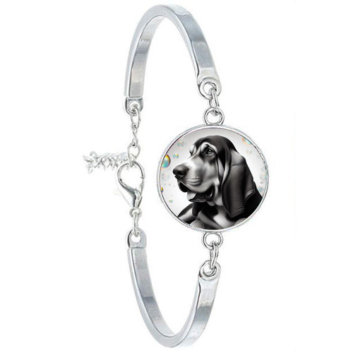 Bracelet cabochon acier chien - bracelet,