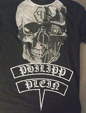 Tee-shirt Philippe PLEIN 1978  HommeTaille L  Tête de mort strass argenté & noir