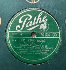 78 rpm Django Reinhardt & Quintette Les Yeux Noirs Pathé PG 532 jazzman
