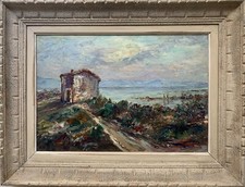 PEINTURE L'ETANG DE BOLMON MARIGNANE MARSEILLE SIGNEE 1958 ECOLE PROVENCALE