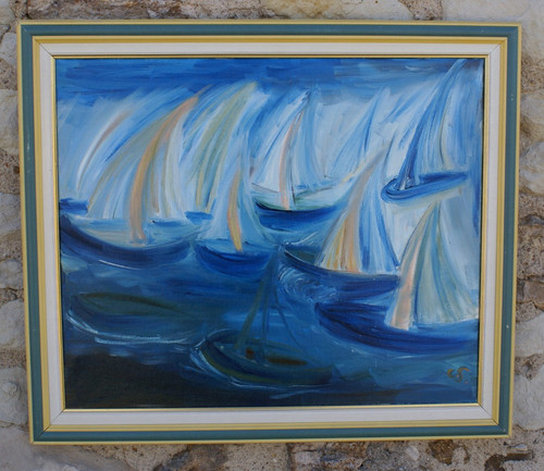 Regate acrylique sur toile - sur,