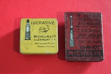 2 ANCIENNES BOITES PUB MICHELIN TOLE LITHO LUCRATIVE ET LORIOT