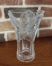VINTAGE  Vase  cristal d'Arques au décor de papillons  20cm