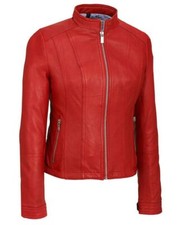 Blouson de motard rouge coupe