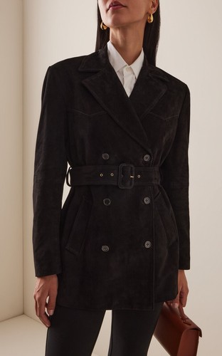 Trench femme cuir daim noir - en,