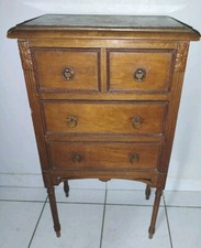 Petit Chiffonier Commode Bois Dessus Marbre Rose dans le Style Louis XVIII