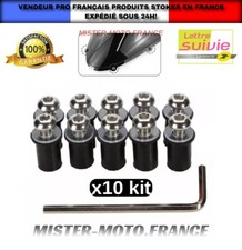 x10 Vis Fixation Bulle Moto Carénage ✅Ecrou Yamaha Kawasaki Suzuki Honda Argent