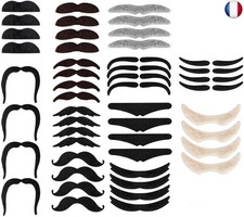 48 Pièces Moustache Deguisement, Fausse Moustache Moustaches Adhésives pour A