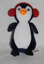 ?Peluche Doudou Pingouin KINDER Bleu Blanc Casque Rouge 23 Cm Etat Neuf