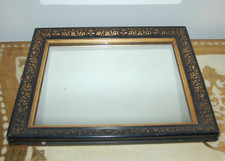 Ancien Miroir Style Napoléon III En Plâtre Et Bois rectangulaire 36/30 cm