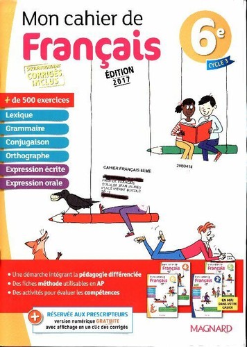 Mon cahier français 6e - mon,