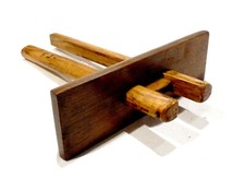 Outil ancien trusquin double pour menuisier ébéniste XXème 