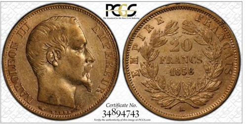 1858 gold france 20 - france,