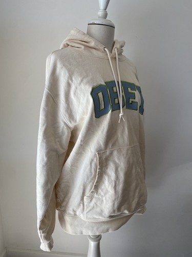 Obey sweatshirt hoodie cream - obey,
