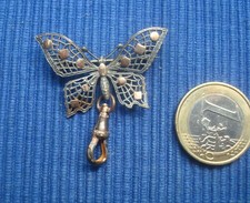 B32 Broche Porte Montre Métal Filigrané & Plaqué or Papillon Lot Bijou Ancien