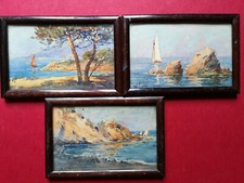 3 Marines aquarelles signées