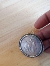 Ancienne Pièce argent pendentifs massif porte clés 1977 RARE 38 grammes