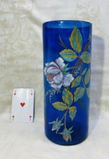 LEGRAS ENAMELLED GLASS VASE EMAILLE FLEURS ROSES ART NOUVEAU JUGENDSTIL 19EME A