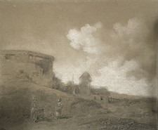 Grand dessin XVIIIeme paysage