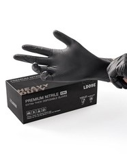 Gants Nitrile Noirs LANON 8 Mil – Ultra Résistants – Jetables, Texturés Diamant