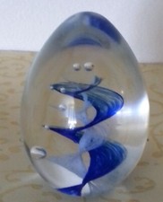 * LEIXUS * OEUF AVEC VOLUTE BLEUE * CRISTAL DE BOHEME * SIGNE & NUMEROTE