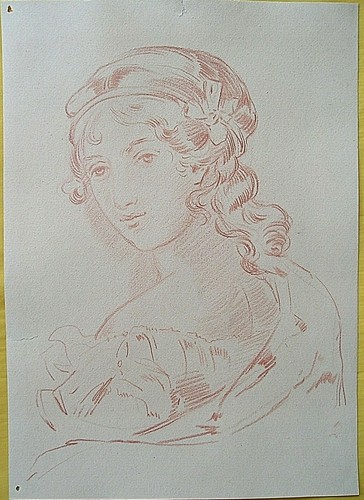 Dessin ancien sanguine - dessin,