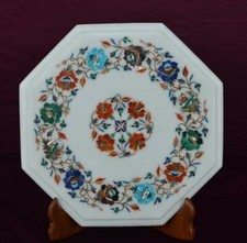 12 " Marbre Coin Fin Table Top Fait à la Main Floral Art Incrustation Pierres