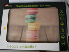 PLANCHE à découper en verre  40 x 30 cm. Jolis Macarons.