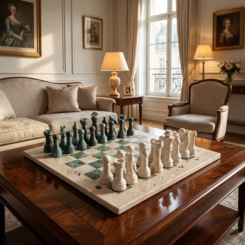 Jeu echecs marbre vert - jeu, d