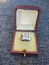 Bijou ancien Bague tank Art Déco en argent massif avec écrin T 52