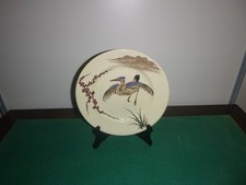 ANCIENNE ASSIETTE EN FAIENCE DE LUNEVILLE KELLER ET GUÉRIN A DECOR DE HÉRON