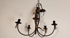 Luminaire, plafonnier, lustre chandelier à 5 branches Shabby Chic