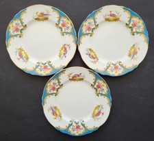 Sublimes 3 ASSIETTES A GATEAU VINTAGE signées CROWN STAFFORDSHIRE décor DENBIGH