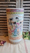 ANCIEN PORTE PARAPLUIE POLYCHROME ASIATIQUE PORCELAINE