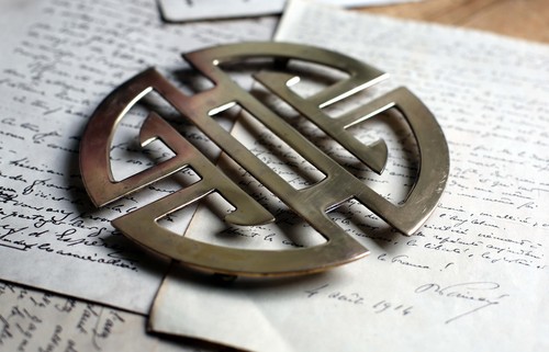Antique bauhaus brass trivet - antique,