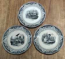 Lot 3 anciennes assiettes parlantes/opaque de Sarreguemines/mois de l année