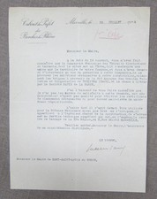 Lettre signée LUCIEN SAINT