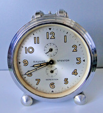 Réveil ancien BAYARD stentor répétition boite chromée chiffres jaunes à réparer