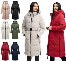 Navahoo Femmes Hiver Long Parka Chaud Matelassé Manteau Capuche Herbstnebel Neuf