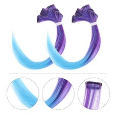  20pcs violet ciel-bleu cheveux mèches pièce extension de cheveux clips