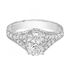 2 Carat Forme Ovale Certifié GIA Diamant Vintage Style Fiançailles Bague 18k WF