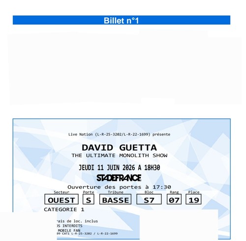 Billet david guetta juin - guetta,