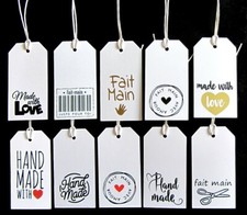 10 TAGS Etiquettes cadeau motif au choix _ HAND MADE 7,5x4cm _ Die cut scrap cor