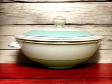 ? Jolie Soupière, Légumier Céramique Vintage KG Luneville Blanc Vert Pastel