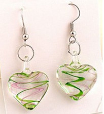 Coeur Murano en verre ,boucles