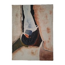 Peinture Huile Sur Toile Abstrait Moderne Tableau Vintage Encadré Signé 1960